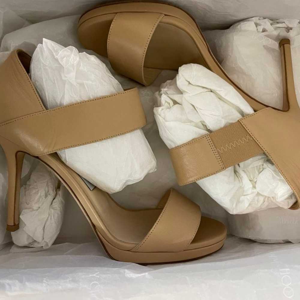 Jimmy Choo Alana Kid Leather Nude heels Gem
