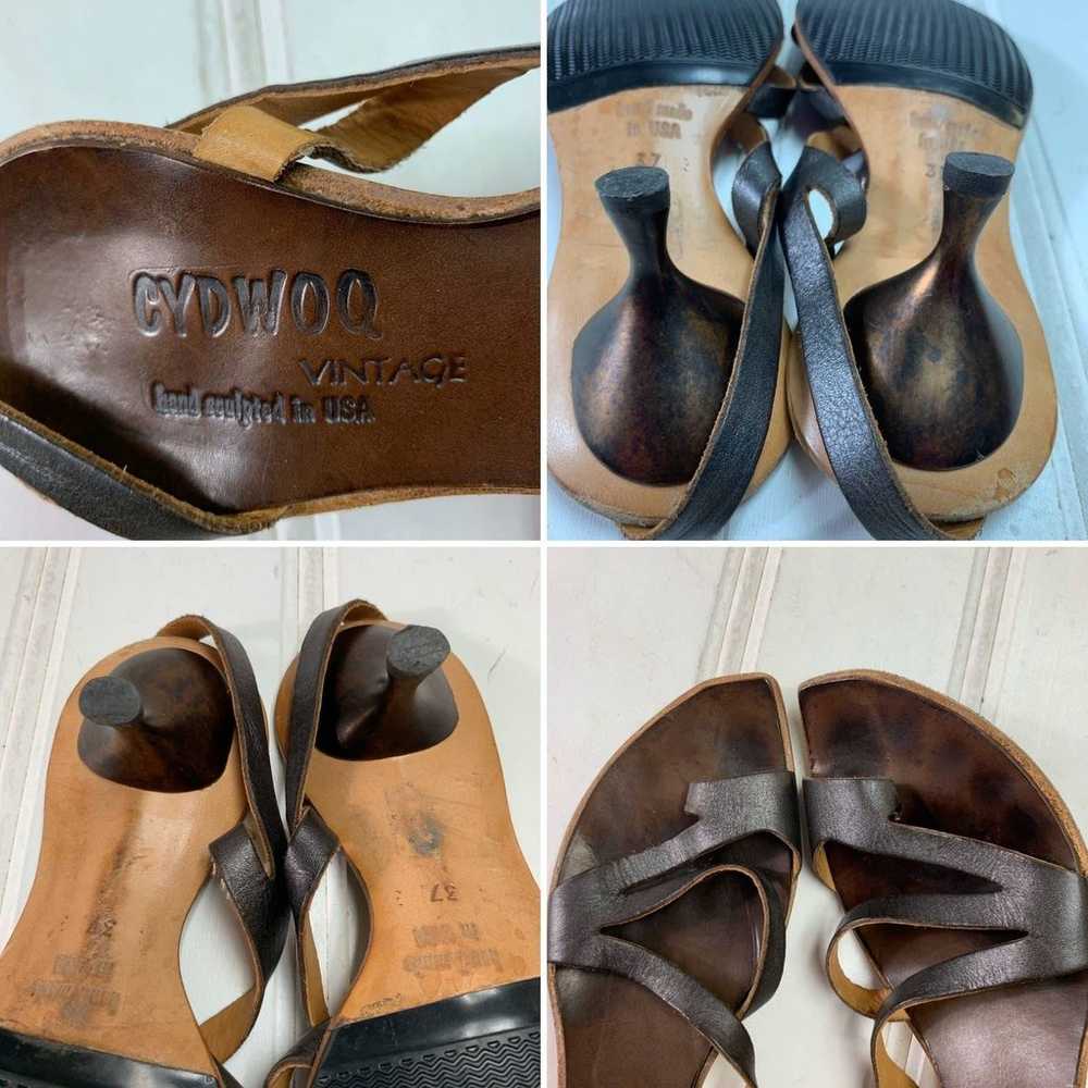 CYDWOQ Kitten Heel Brown Leather Sandals - image 12