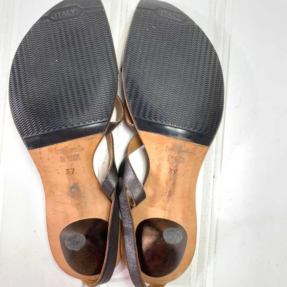 CYDWOQ Kitten Heel Brown Leather Sandals - image 3