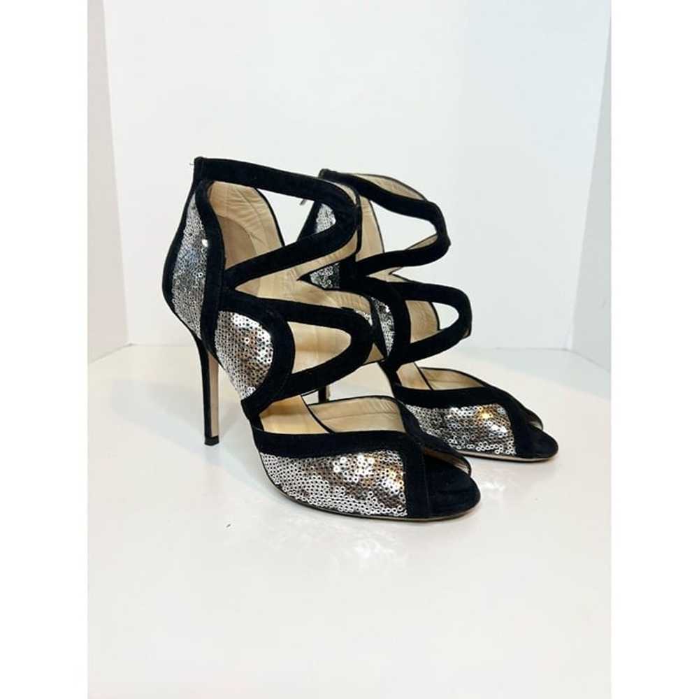 Jimmy Choo Tempest Silver Sequin w/ Black Suede S… - image 1