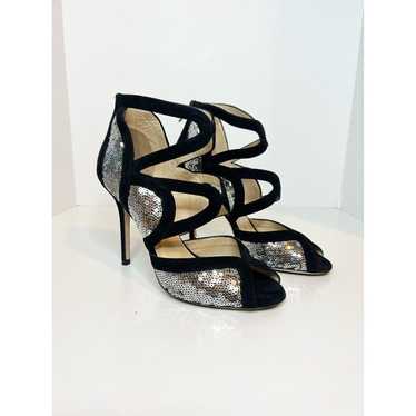 Jimmy Choo Tempest Silver Sequin w/ Black Suede S… - image 1