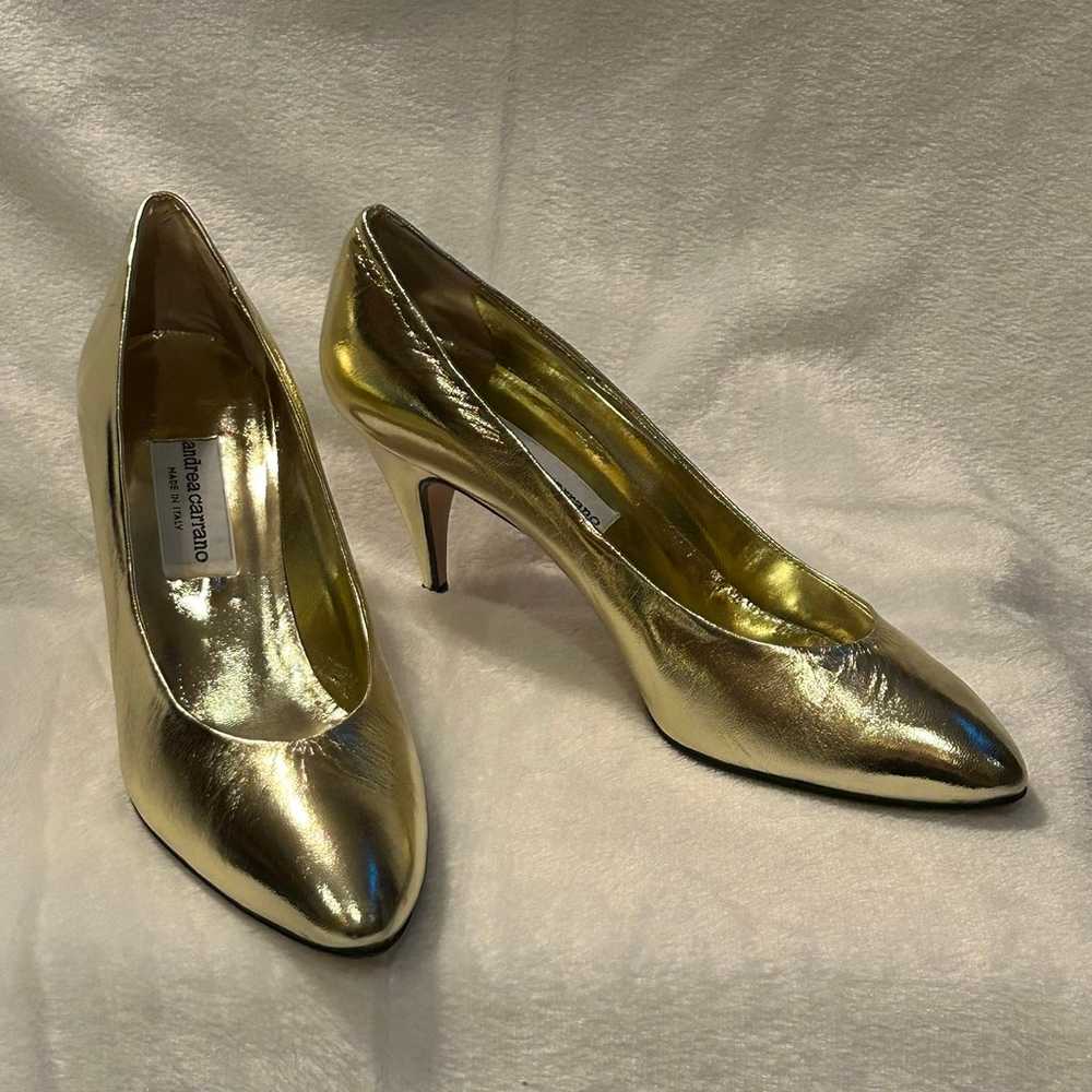 Elanor Gold Metallic Heels by Andrea Carrano 8.5B - image 1