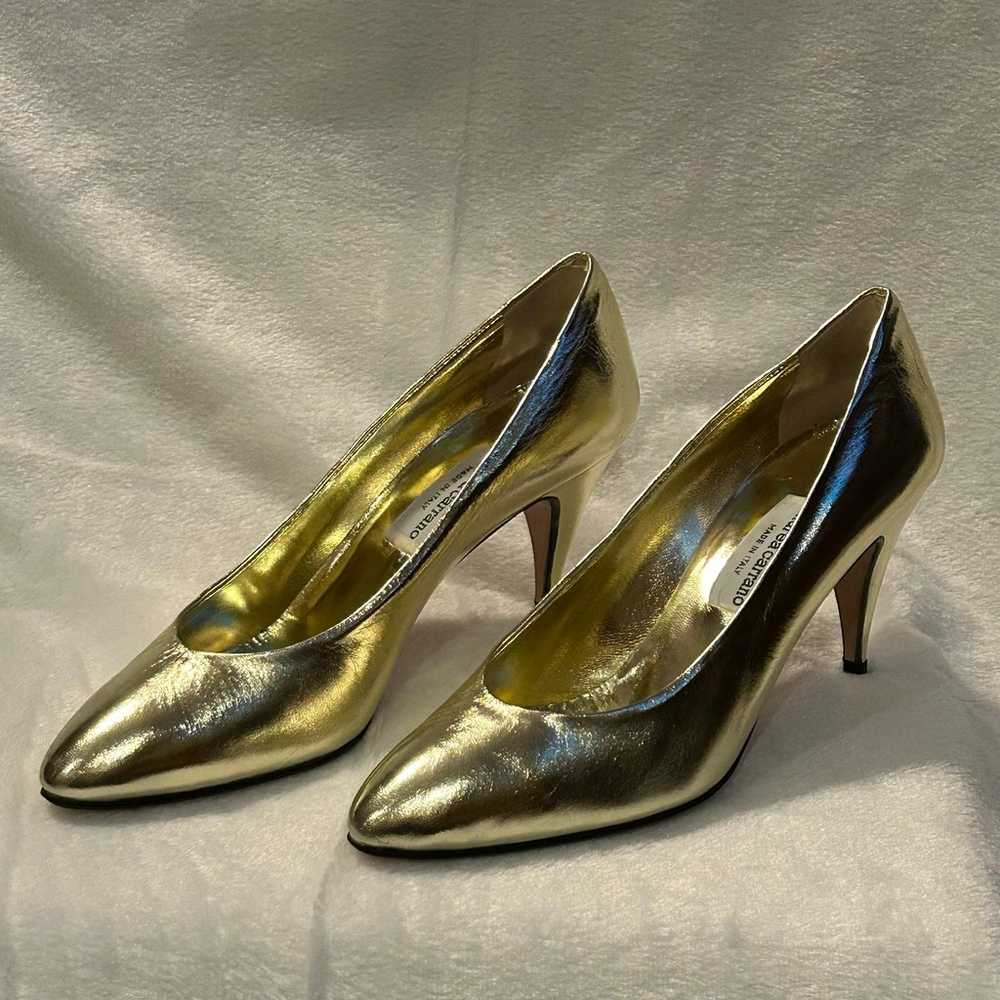 Elanor Gold Metallic Heels by Andrea Carrano 8.5B - image 4