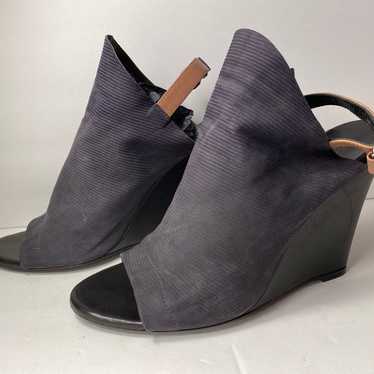 Balenciaga glove wedge sandals suede leather grey… - image 1