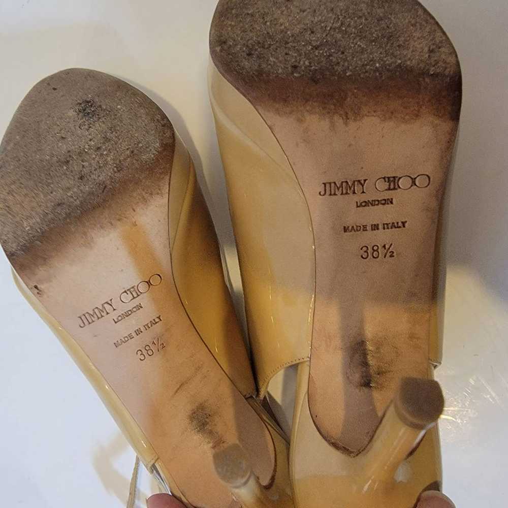 Jimmy Choo Heels Nude 38.5 8.5 Patent Peep Toe Sl… - image 6