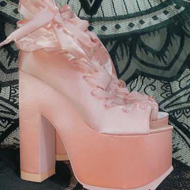 Yru pink satin ballet bae platforms - image 1