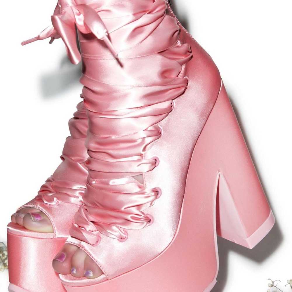 Yru pink satin ballet bae platforms - image 4