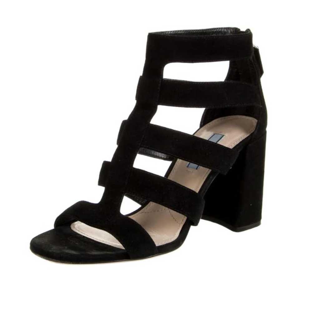 Prada Suede Gladiator Block Heel Sandals in Black… - image 1