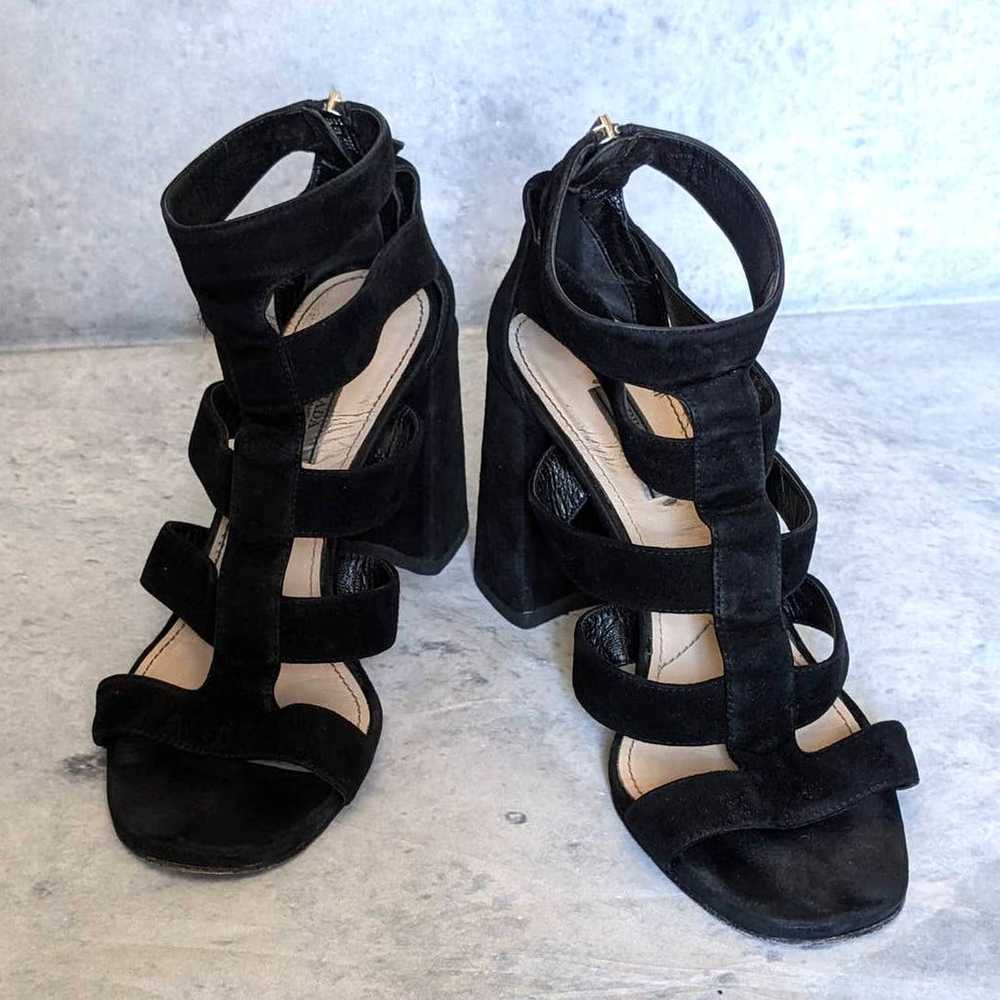 Prada Suede Gladiator Block Heel Sandals in Black… - image 5