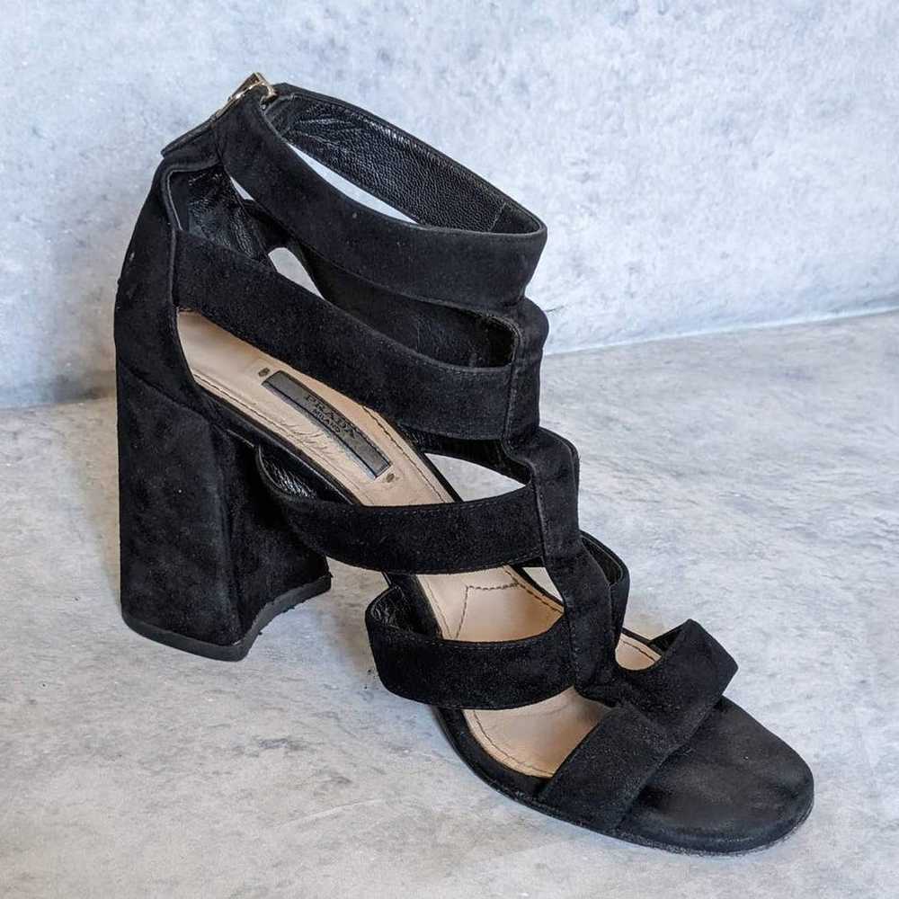 Prada Suede Gladiator Block Heel Sandals in Black… - image 6