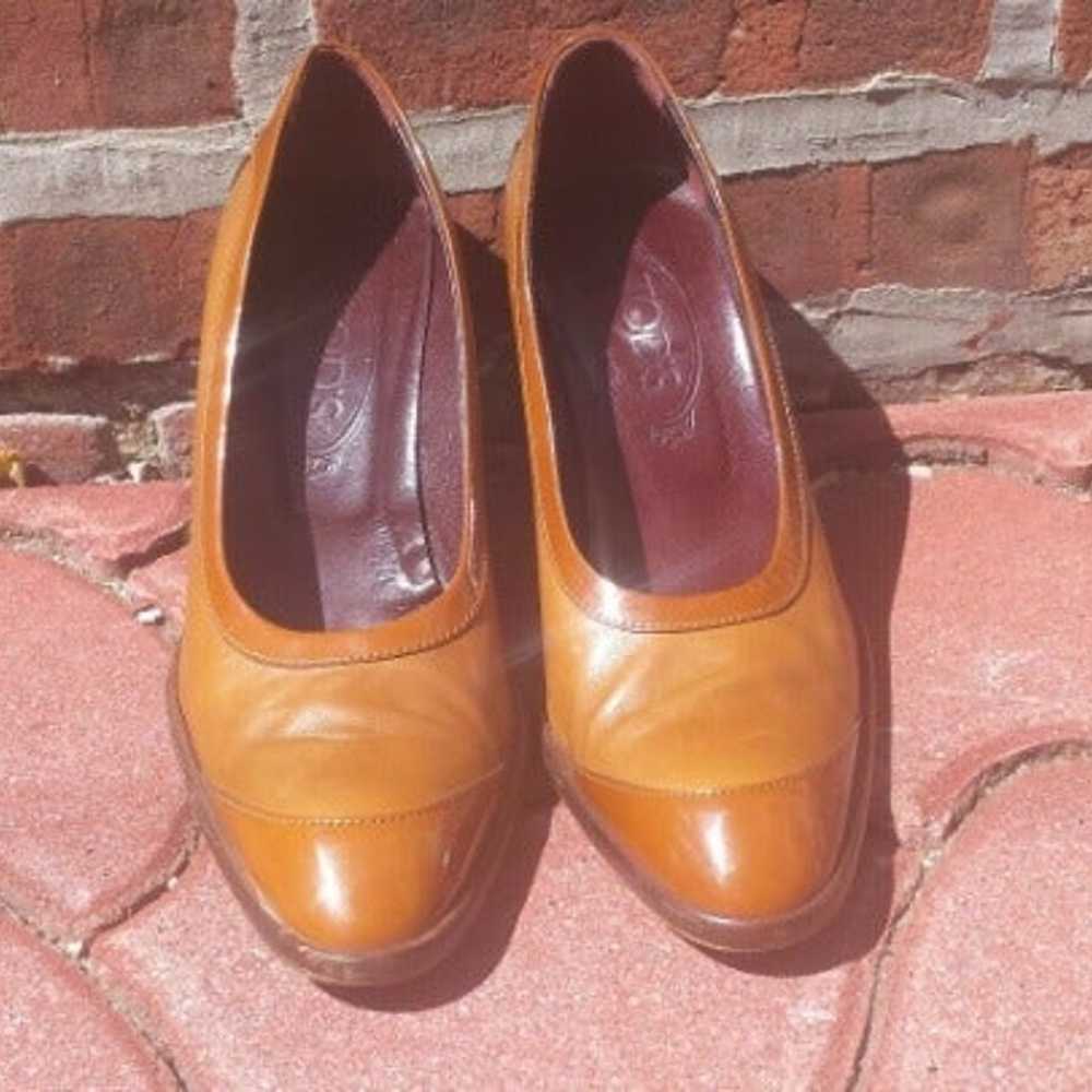 TOD'S Women's Brown Leather Patent Cap Toe Dress … - image 3