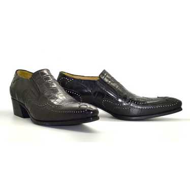 D5 NEW JOHN FLUEVOG Iggy Wmns Black Croc Wingtip … - image 1