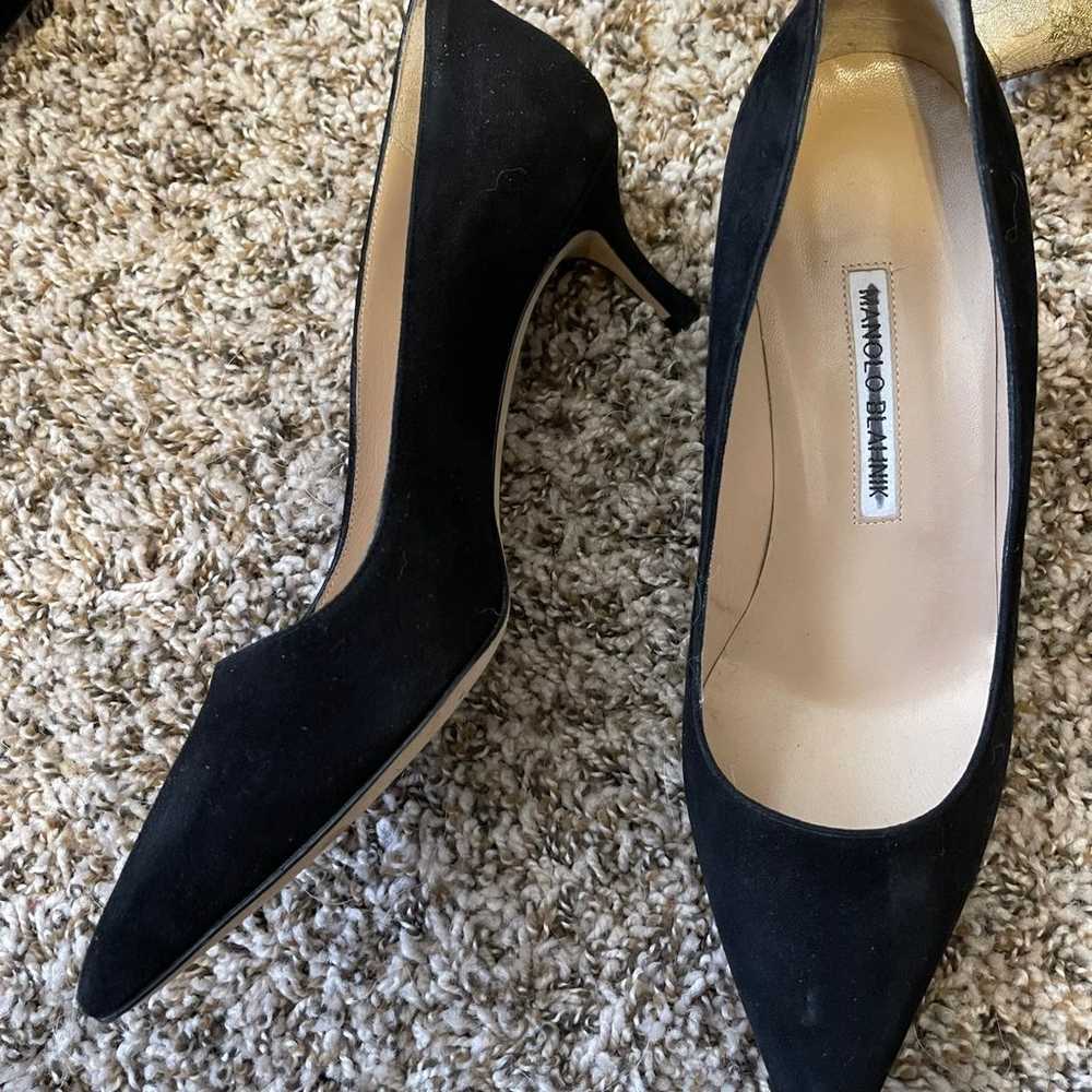 Manolo blahnik bb black suede pumps 38.5 8.5 new - image 2