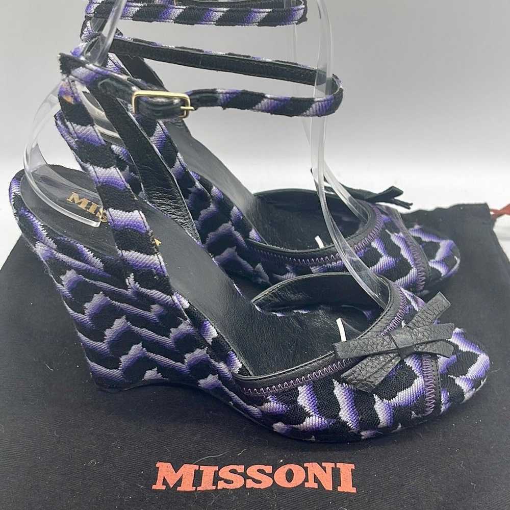 Missoni Zig Zag Wedge Slingback Espadrille Black … - image 1