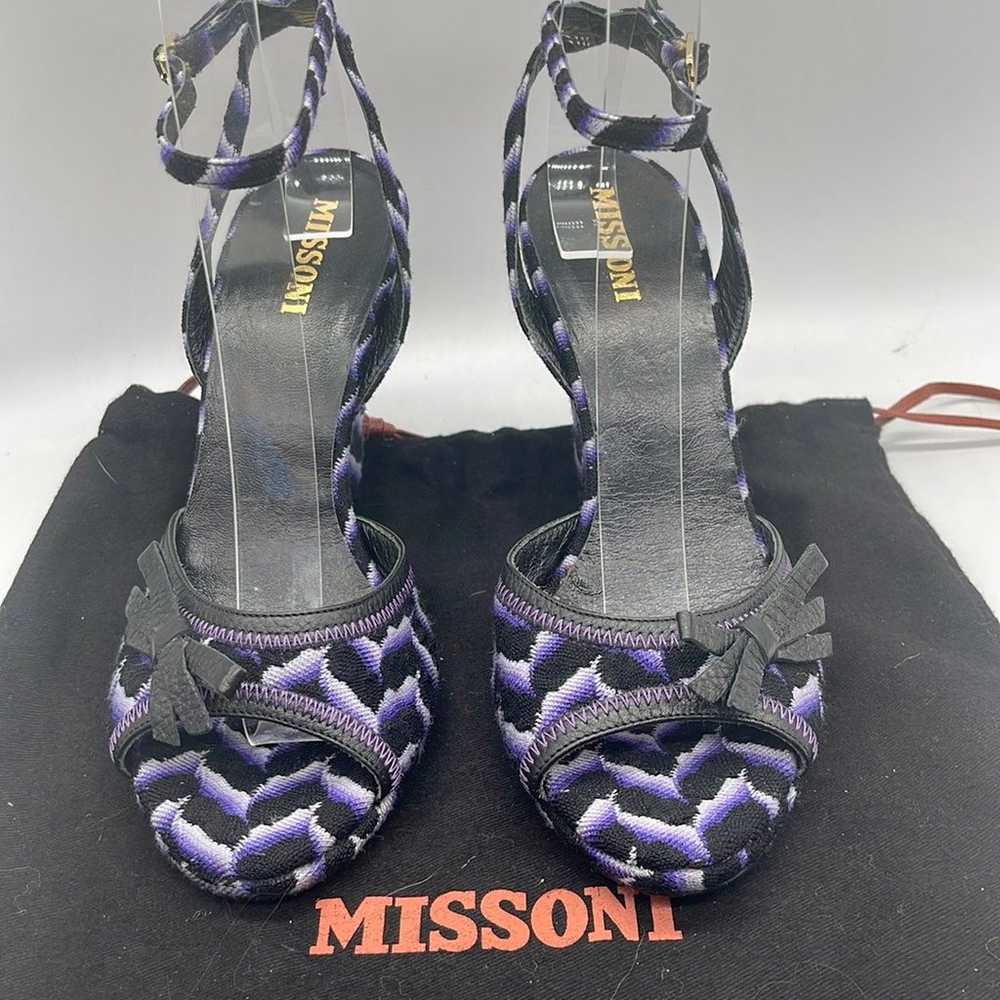 Missoni Zig Zag Wedge Slingback Espadrille Black … - image 2