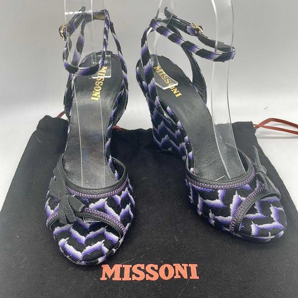 Missoni Zig Zag Wedge Slingback Espadrille Black … - image 3