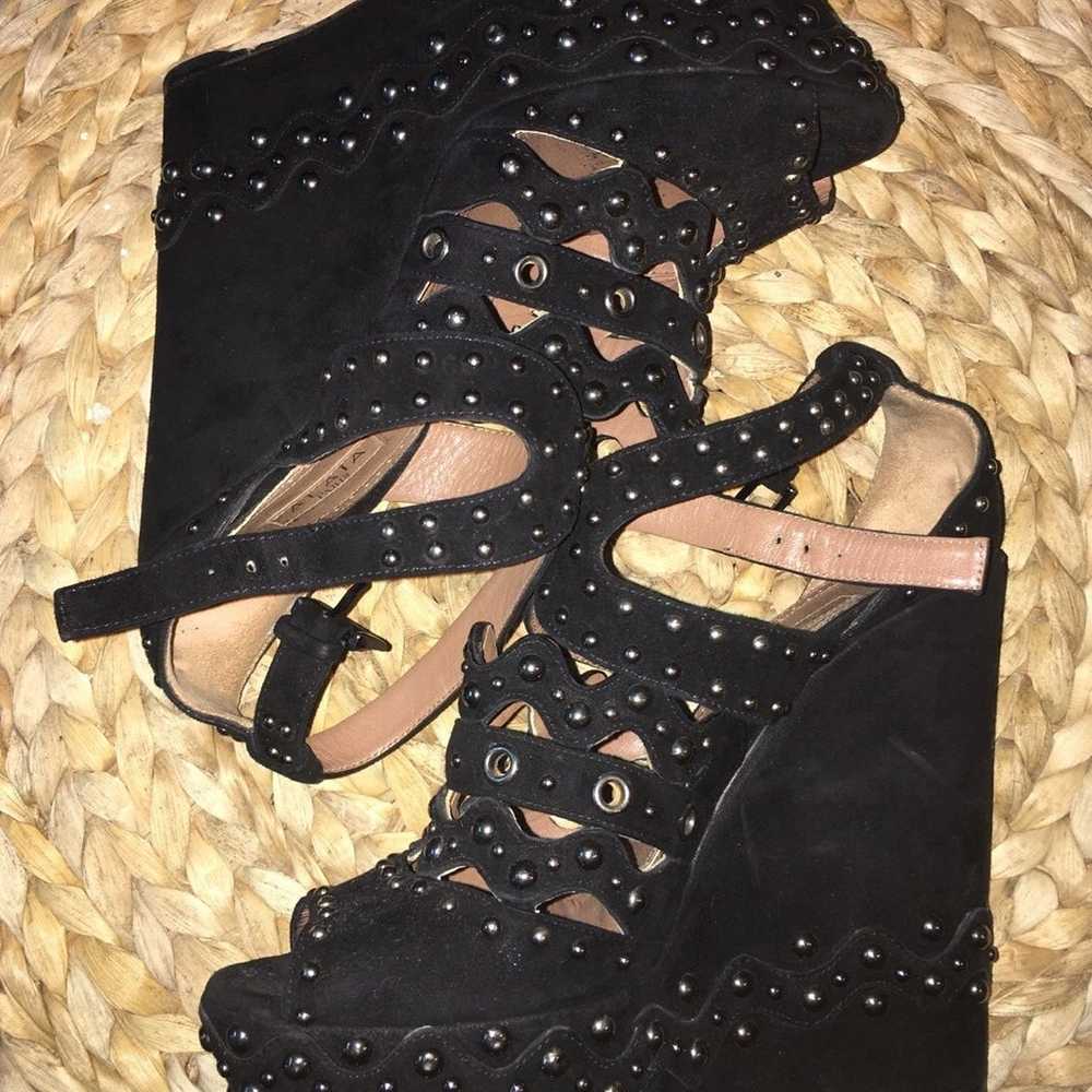 ✨ALAIA✨ Black Suede Studded Wedge - image 1