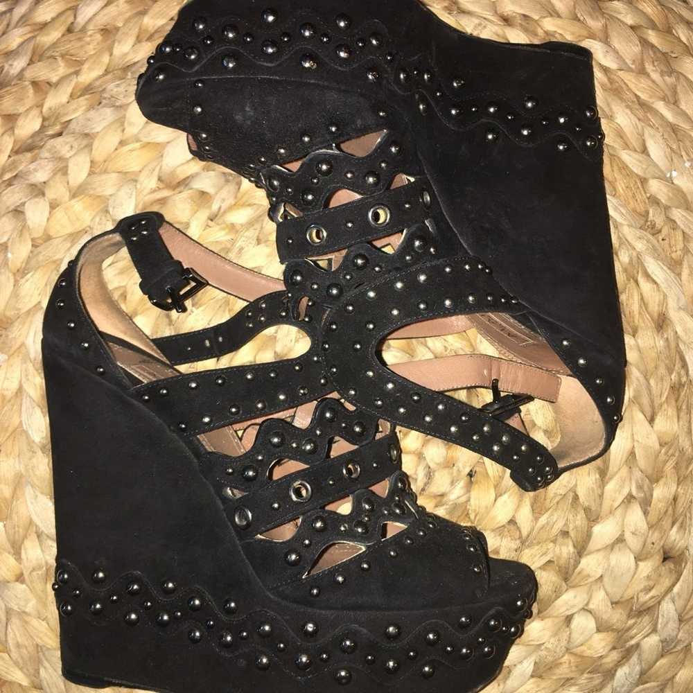 ✨ALAIA✨ Black Suede Studded Wedge - image 3
