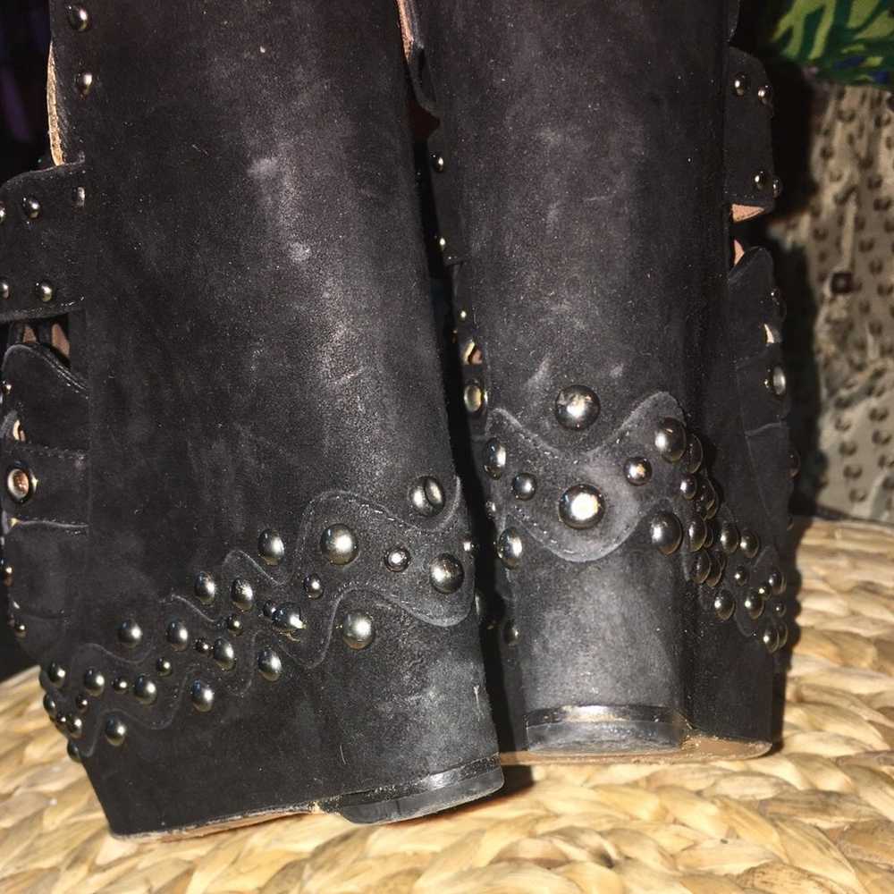 ✨ALAIA✨ Black Suede Studded Wedge - image 4