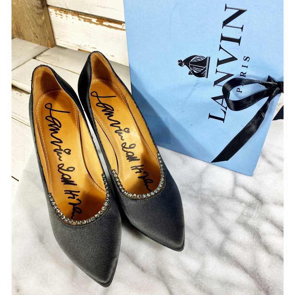 Lanvin Paris Silk & Crystal High Heels - image 2