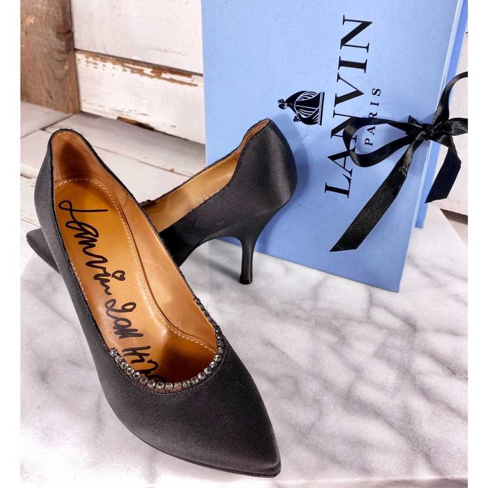 Lanvin Paris Silk & Crystal High Heels - image 8