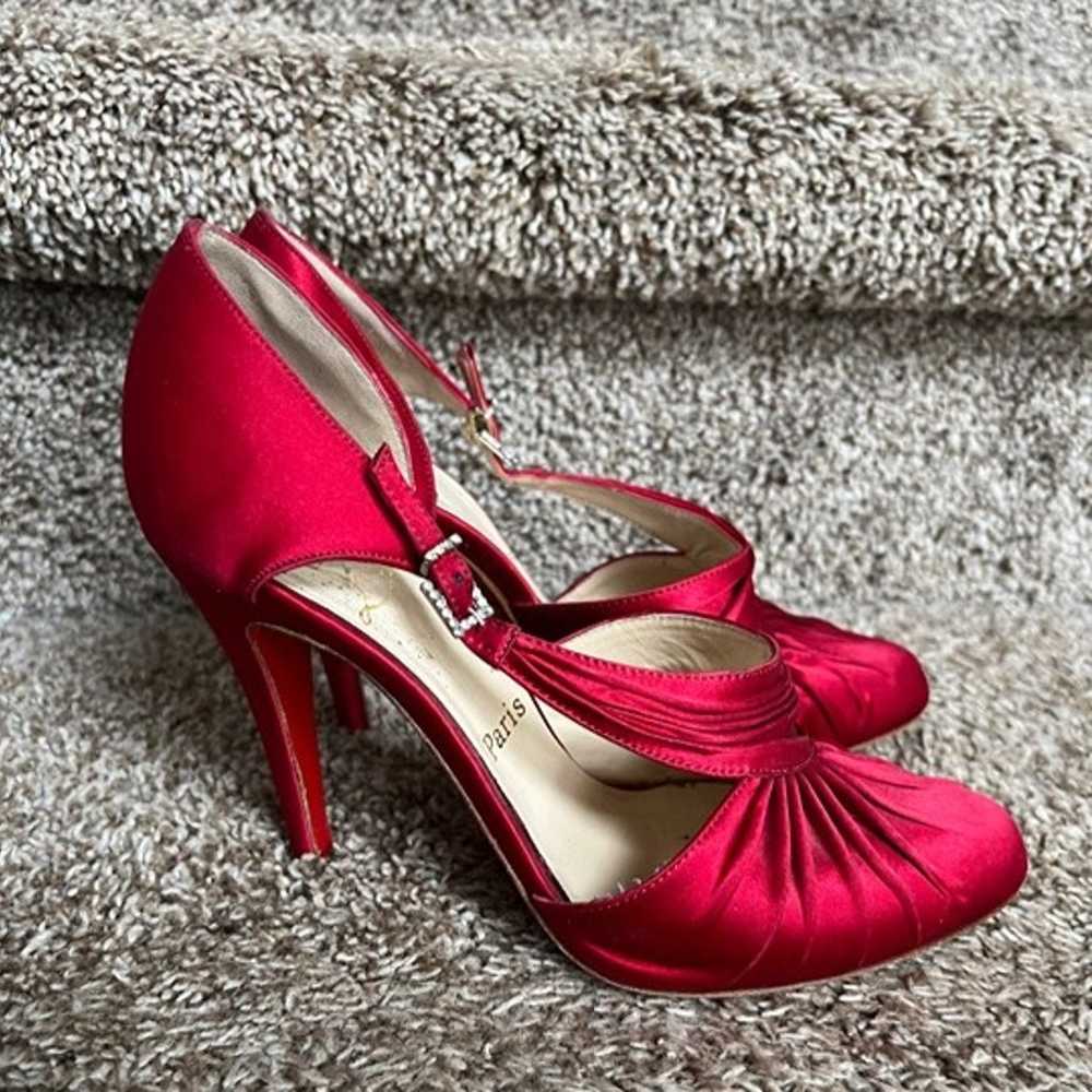 Christian Louboutin Women's Red Satin Red Bottom … - image 3