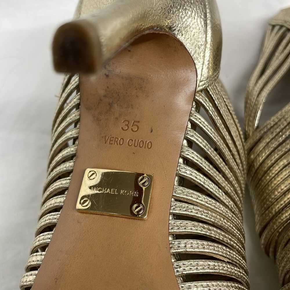 Michael Kors gold leather zip back heels ladies s… - image 7