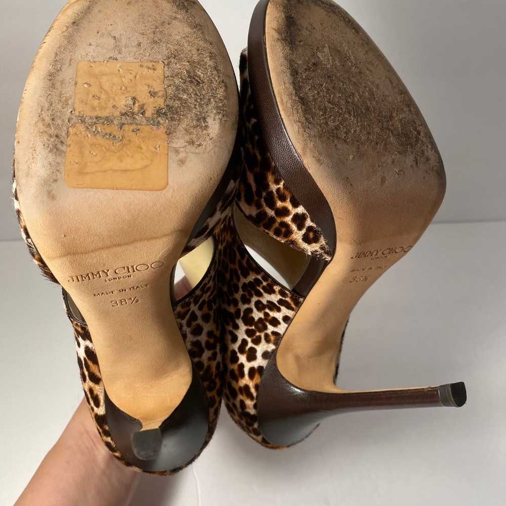 Jimmy Choo pony hair open toe pumps heels leopard… - image 10