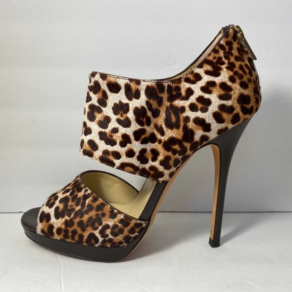 Jimmy Choo pony hair open toe pumps heels leopard… - image 2