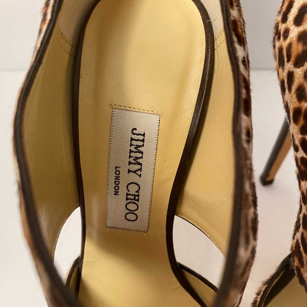 Jimmy Choo pony hair open toe pumps heels leopard… - image 5