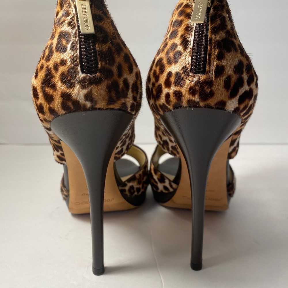 Jimmy Choo pony hair open toe pumps heels leopard… - image 8