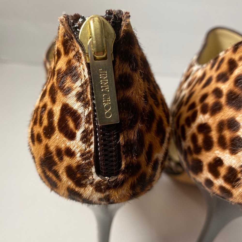 Jimmy Choo pony hair open toe pumps heels leopard… - image 9