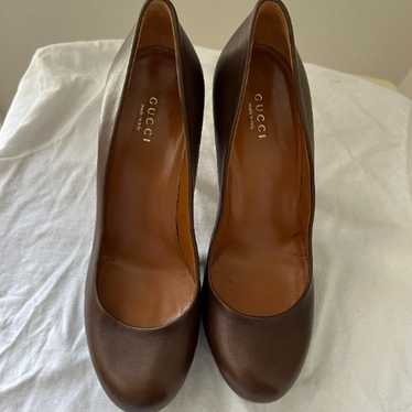 Gucci Woman Brown Leather Pumps Heels