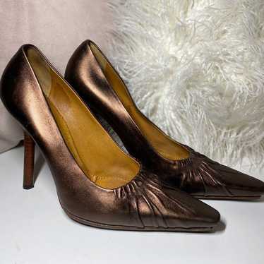 Gucci Metallic Bronze Leather heels