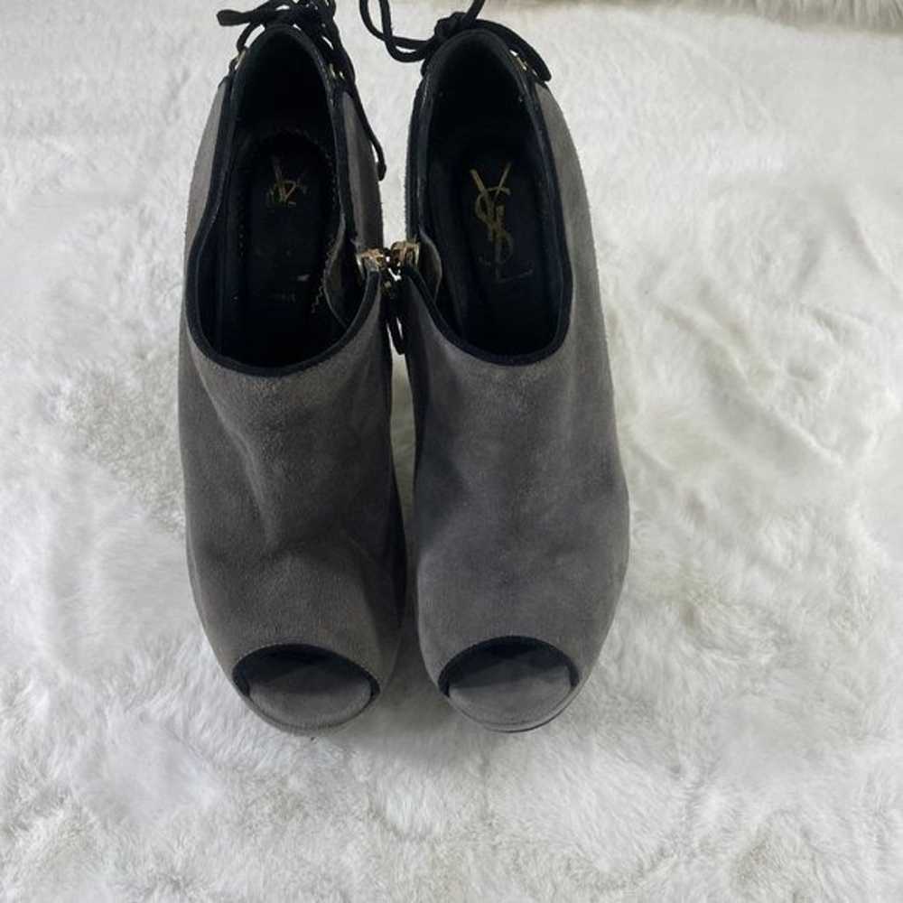 YSL Yves Saint Laurent Grey Suede Black Lace Up C… - image 2