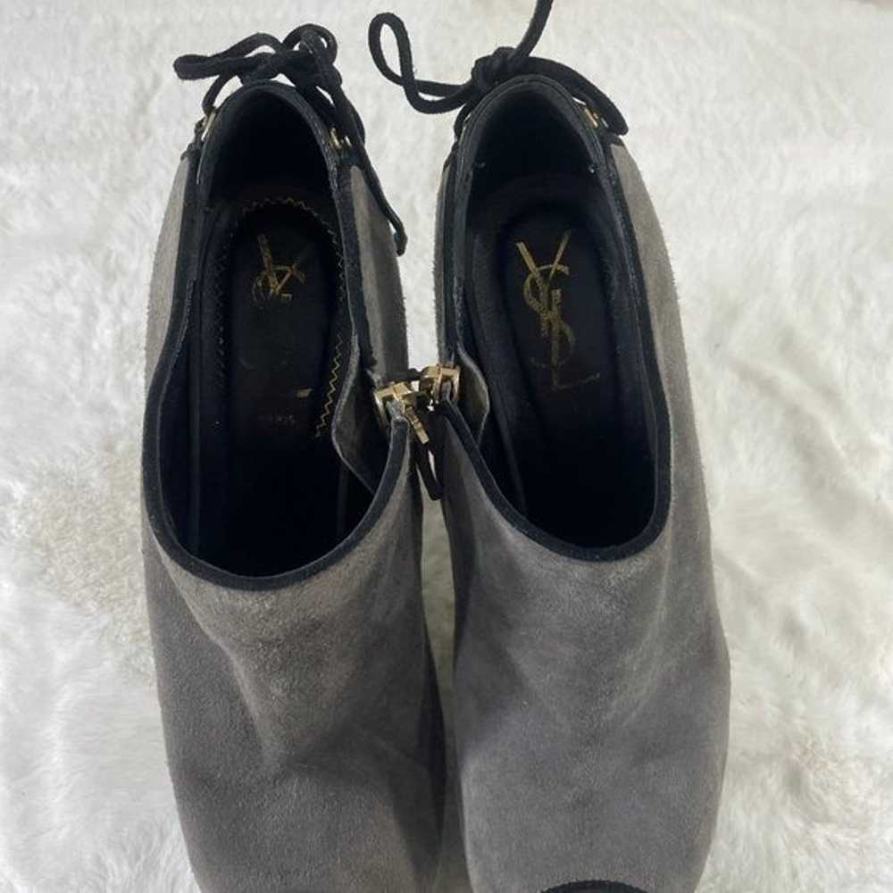 YSL Yves Saint Laurent Grey Suede Black Lace Up C… - image 4