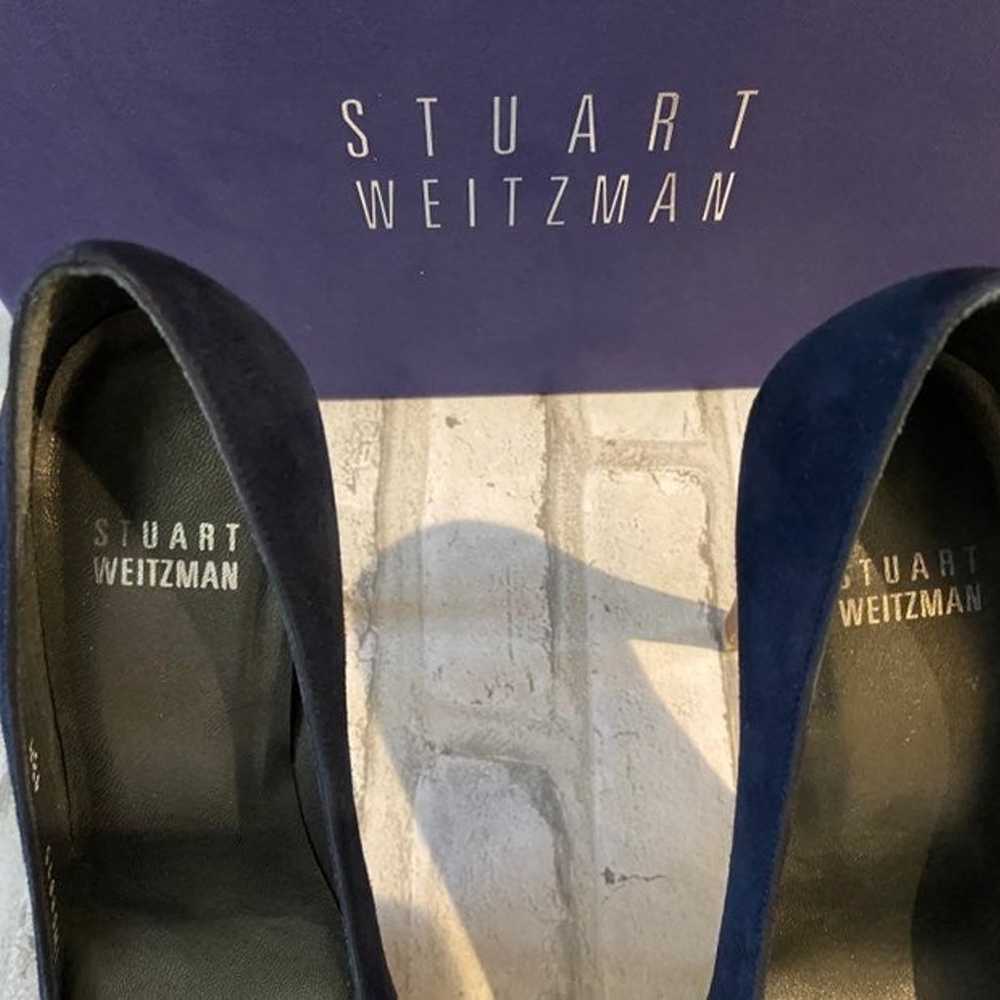 Stuart Weitzman blue suede platform heel - image 4