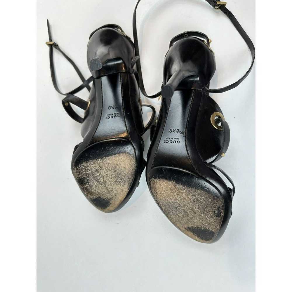 GUCCI Vintage Leather Gladiator Style Heels w/gol… - image 7