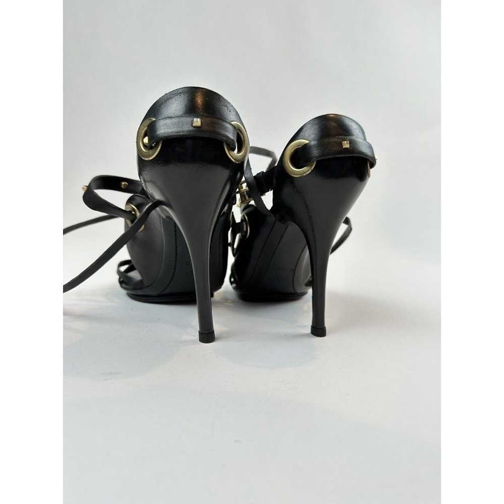 GUCCI Vintage Leather Gladiator Style Heels w/gol… - image 9
