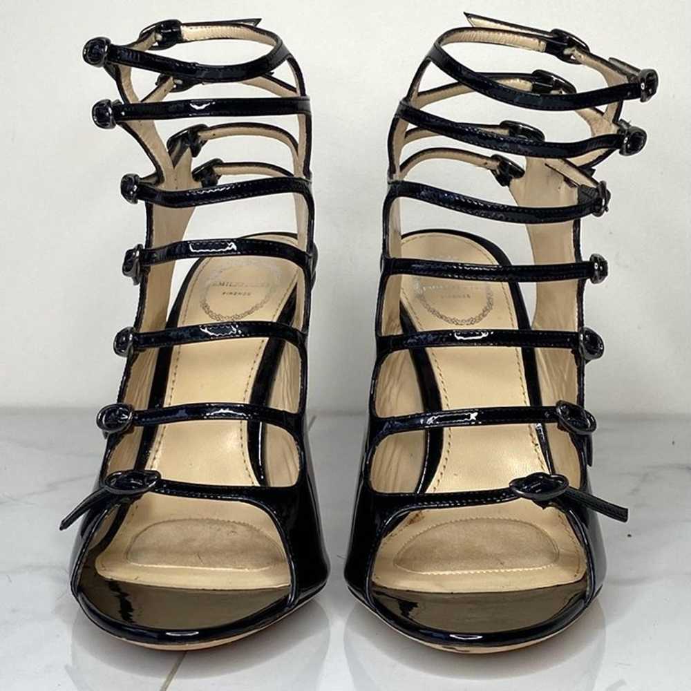 Emilio Pucci Black Patent Leather Caged Gladiator… - image 2