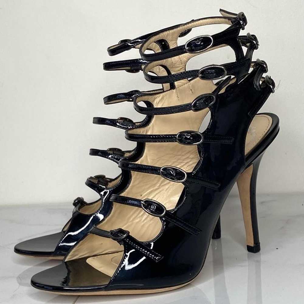 Emilio Pucci Black Patent Leather Caged Gladiator… - image 3