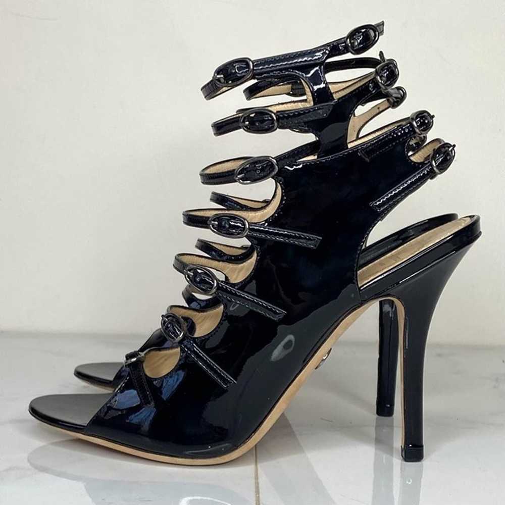 Emilio Pucci Black Patent Leather Caged Gladiator… - image 4