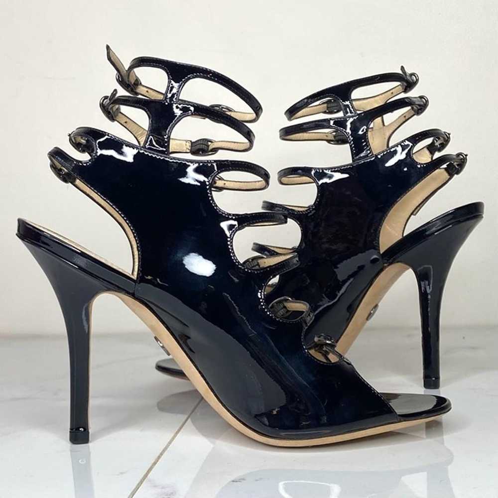 Emilio Pucci Black Patent Leather Caged Gladiator… - image 6