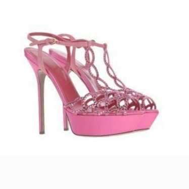 Sergio Rossi pink rhinestone platform heels