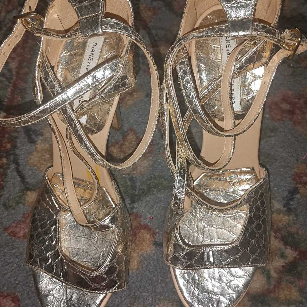 Gold strappy heels - image 1