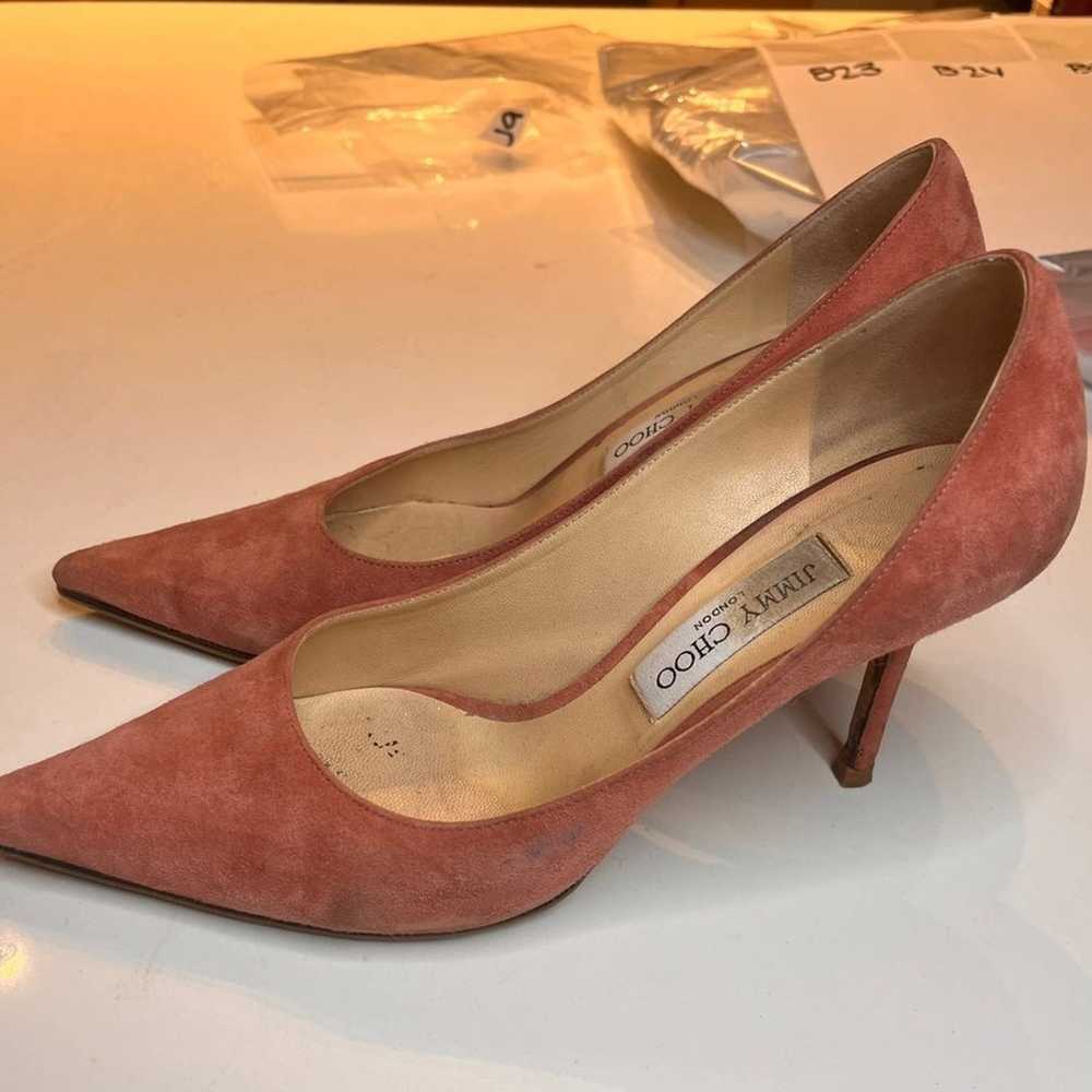 Jimmy Choo Blush Pink Suede Heels size 39.5 - image 9