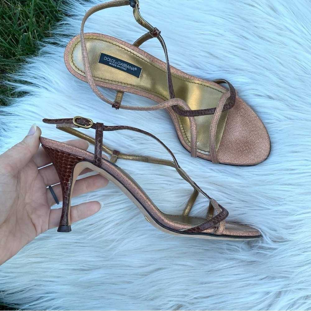 DOLCE & GABBANA Metallic Brown Ankle Strap Heels … - image 1