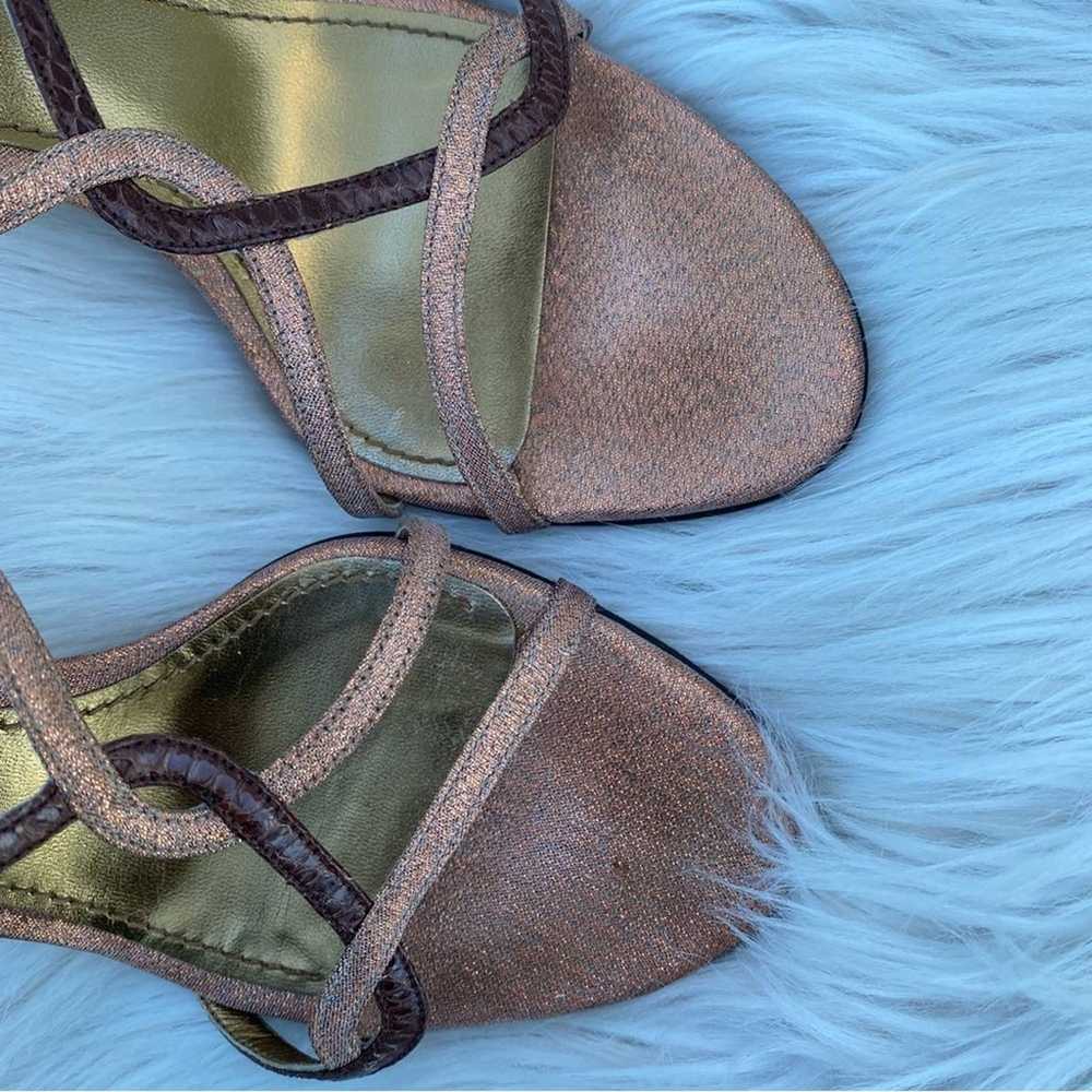 DOLCE & GABBANA Metallic Brown Ankle Strap Heels … - image 2
