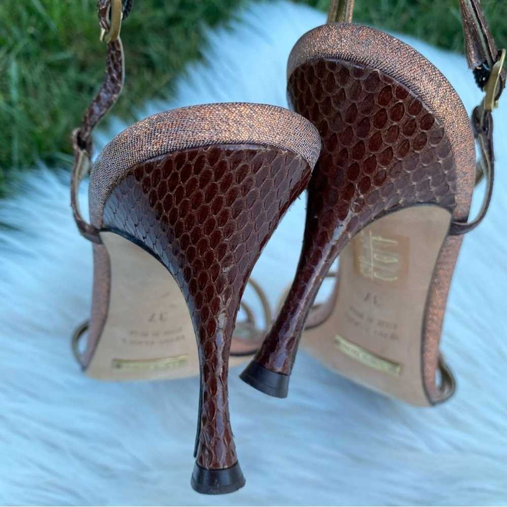 DOLCE & GABBANA Metallic Brown Ankle Strap Heels … - image 4