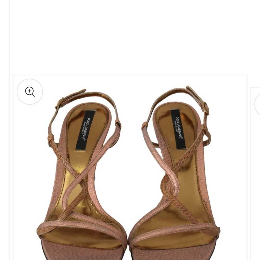 DOLCE & GABBANA Metallic Brown Ankle Strap Heels … - image 5